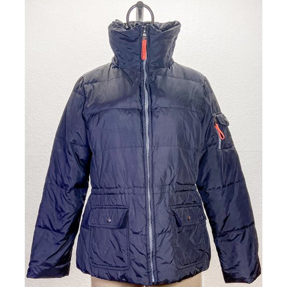 Marc New York Down Feather 8 Pockets Black Zip High Collar Puffer Coat - Picture 1 of 11